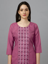 Thumbnail for Wine Straight Embroidered Kurti - Hiral Fashion