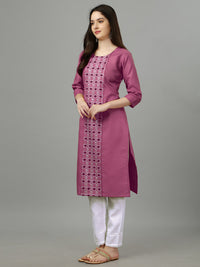 Thumbnail for Wine Straight Embroidered Kurti - Hiral Fashion