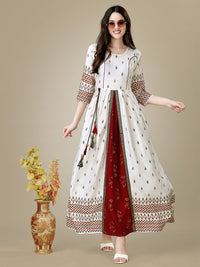 Thumbnail for Rayon White Anarkali Kurta - Hiral Fashion