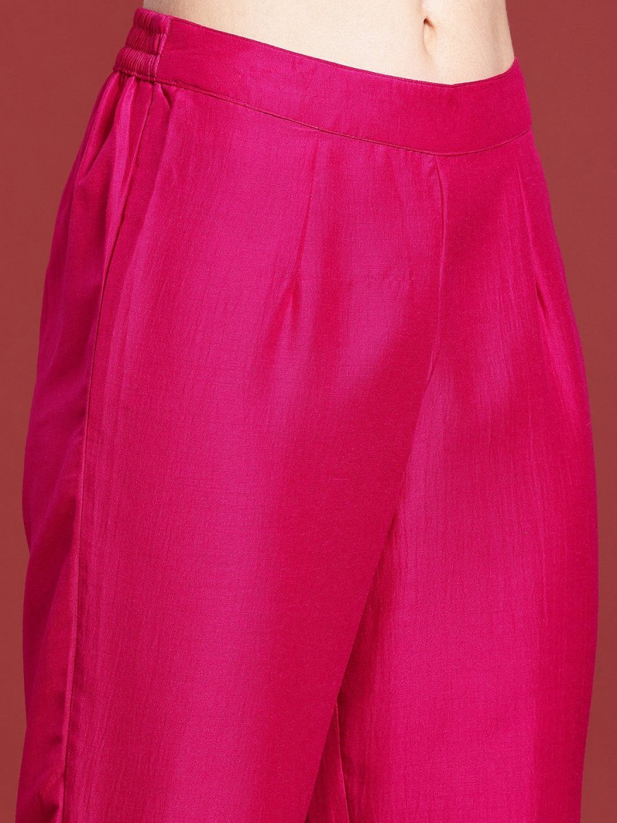 Anouk Floral Yoke Design Tiered Gotta Patti A-Line Kurta With Trousers & With Dupatta - Distacart