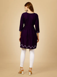 Thumbnail for Purple Embroidered Women Top - Hiral Fashion