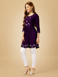 Thumbnail for Purple Embroidered Women Top - Hiral Fashion