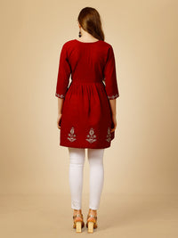 Thumbnail for Red Embroidered Women Top - Hiral Fashion