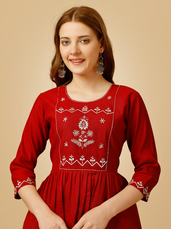 Red Embroidered Women Top - Hiral Fashion