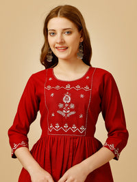 Thumbnail for Red Embroidered Women Top - Hiral Fashion