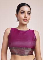 Thumbnail for Monjolika Fashion Glamour And Tradition With This Zari Woven Wine Color Banarasi Satin Silk Saree - Distacart