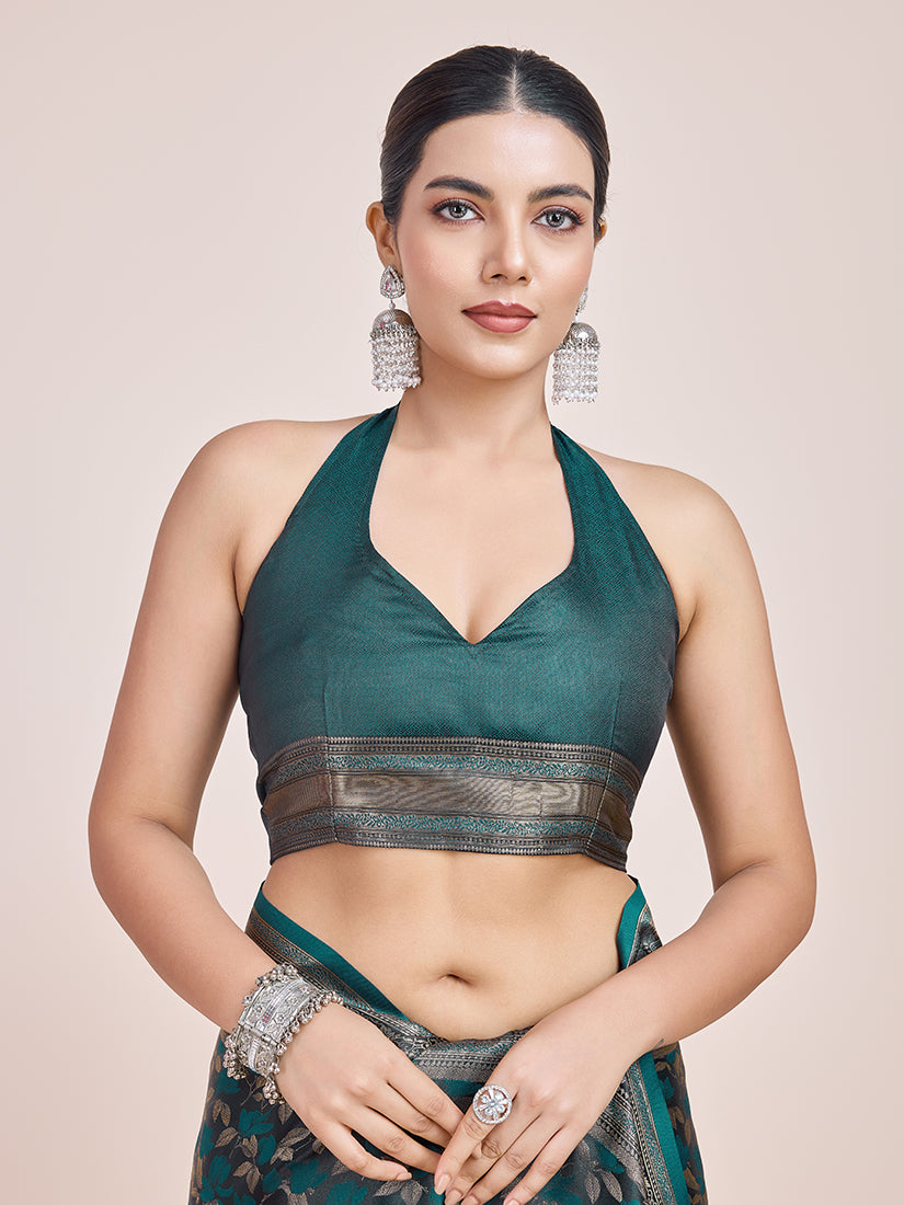 Monjolika Fashion Banarasi Satin Silk Dark Teal Weaving Designer Saree - Distacart