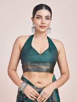 Thumbnail for Monjolika Fashion Banarasi Satin Silk Dark Teal Weaving Designer Saree - Distacart