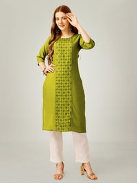 Thumbnail for Green Embroidered Women Kurta Pant Set - Hiral Fashion