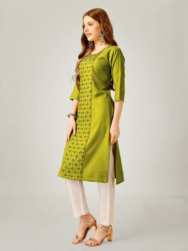 Green Embroidered Women Kurta Pant Set - Hiral Fashion