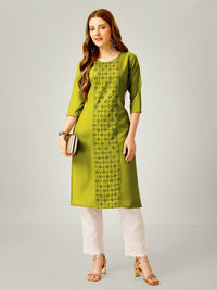 Thumbnail for Green Embroidered Women Kurta Pant Set - Hiral Fashion