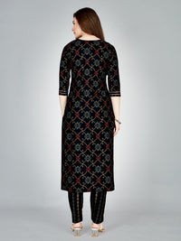 Thumbnail for Black Embroidered Women Kurta Pant Set - Hiral Fashion