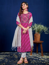 Thumbnail for Purple Women's Kurta Pant Dupatta Set - Hiral Fashion