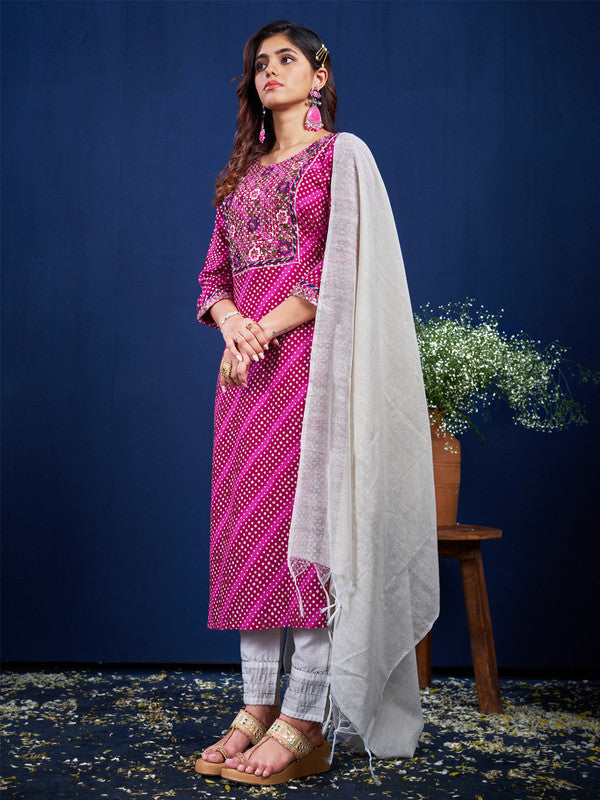 Purple Women's Kurta Pant Dupatta Set - Hiral Fashion
