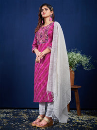 Thumbnail for Purple Women's Kurta Pant Dupatta Set - Hiral Fashion
