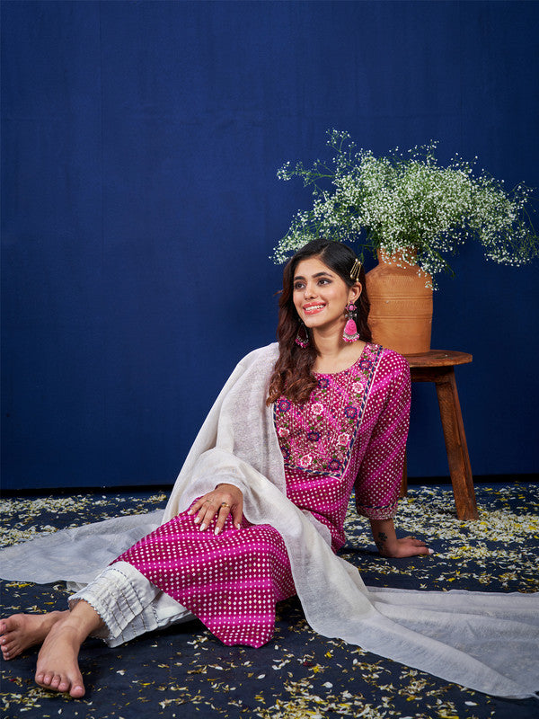 Purple Women's Kurta Pant Dupatta Set - Hiral Fashion