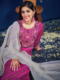 Thumbnail for Purple Women's Kurta Pant Dupatta Set - Hiral Fashion