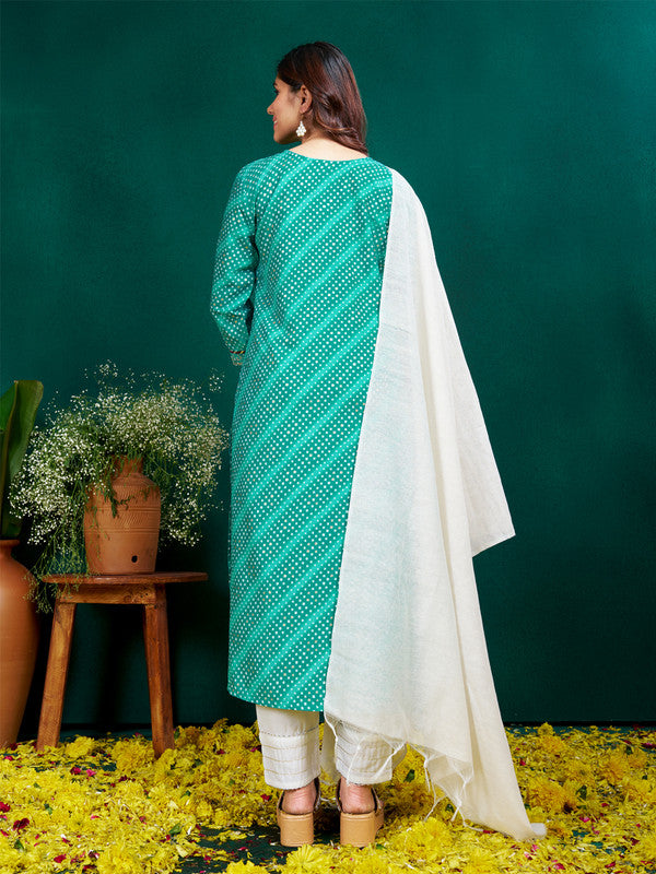 Green Women's Kurta Pant Dupatta Set - Hiral Fashion