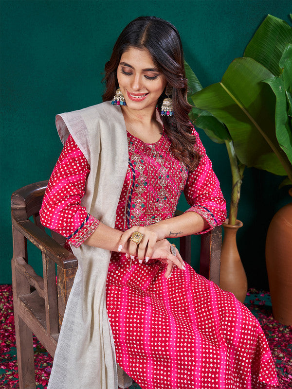 Pink Women's Kurta Pant Dupatta Set - Hiral Fashion