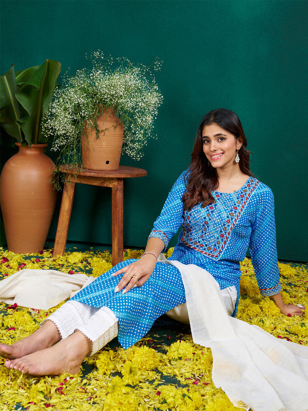 Blue Women's Kurta Pant Dupatta Set - Hiral Fashion