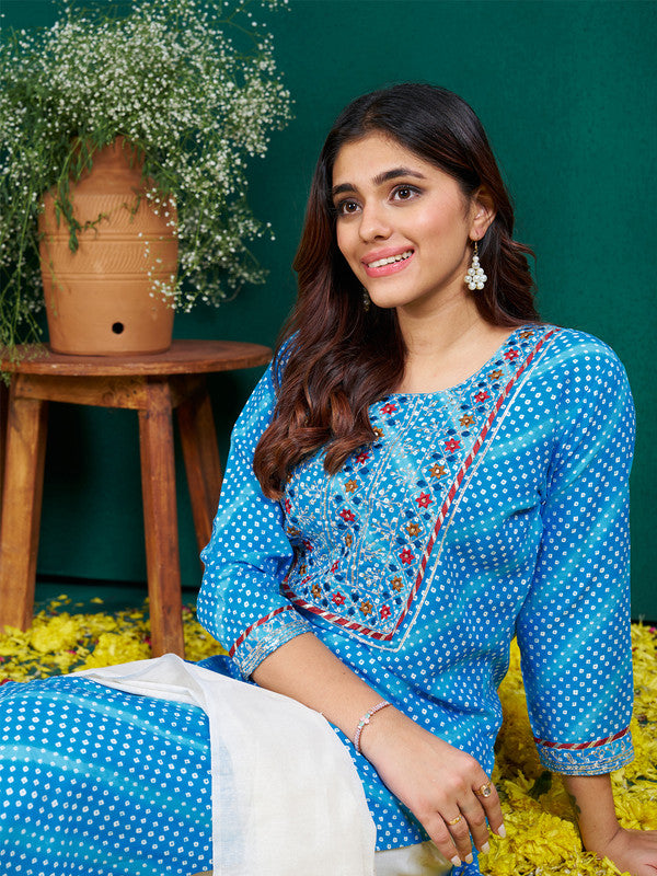 Blue Women's Kurta Pant Dupatta Set - Hiral Fashion