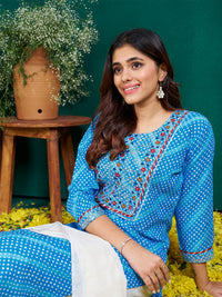 Thumbnail for Blue Women's Kurta Pant Dupatta Set - Hiral Fashion