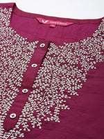 Thumbnail for Sztori Plus Size Yoke Design Regular Sequinned Chanderi Silk Kurta & Trousers With Dupatta - Distacart