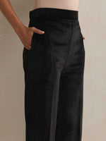 Thumbnail for trueBrowns Black Velvet Geometric Embroidered Kurta Pant Dupatta Set - Distacart