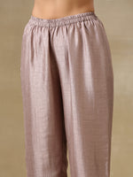 Thumbnail for trueBrowns Blue and Grey Textured Silk Sleeveless Round Hemline Kurta Pant Set - Distacart