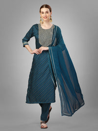 Thumbnail for Blue Women's Kurta Pant Dupatta Set - Hiral Fashion