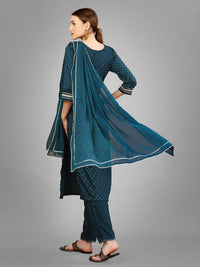 Thumbnail for Blue Women's Kurta Pant Dupatta Set - Hiral Fashion