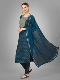 Thumbnail for Blue Women's Kurta Pant Dupatta Set - Hiral Fashion