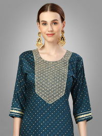 Thumbnail for Blue Women's Kurta Pant Dupatta Set - Hiral Fashion