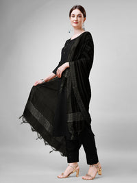 Thumbnail for Black Women's Kurta Pant Dupatta Set - Hiral Fashion