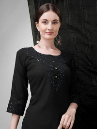 Thumbnail for Black Women's Kurta Pant Dupatta Set - Hiral Fashion
