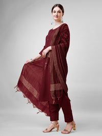Thumbnail for Maroon Women's Kurta Pant Dupatta Set - Hiral Fashion