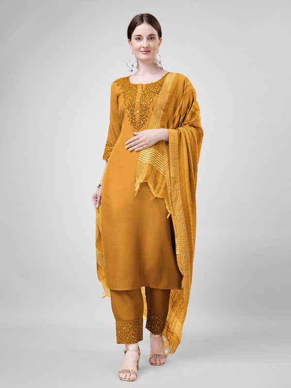 Yellow Women's Kurta Pant Dupatta Set - Hiral Fashion