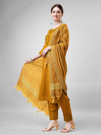 Thumbnail for Yellow Women's Kurta Pant Dupatta Set - Hiral Fashion