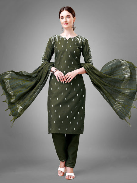 Green Women's Kurta Pant Dupatta Set - Hiral Fashion