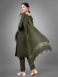Thumbnail for Green Women's Kurta Pant Dupatta Set - Hiral Fashion
