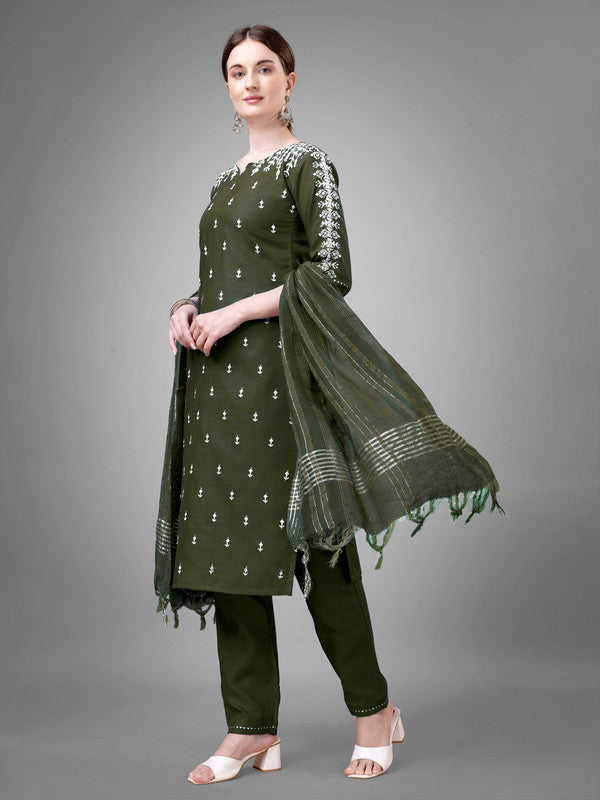 Green Women's Kurta Pant Dupatta Set - Hiral Fashion