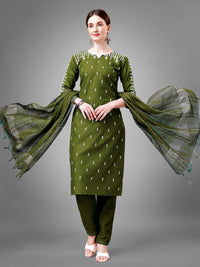Thumbnail for Green Women's Kurta Pant Dupatta Set - Hiral Fashion