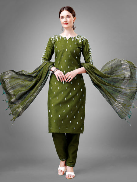 Green Women's Kurta Pant Dupatta Set - Hiral Fashion