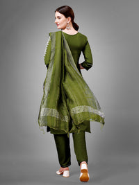 Thumbnail for Green Women's Kurta Pant Dupatta Set - Hiral Fashion
