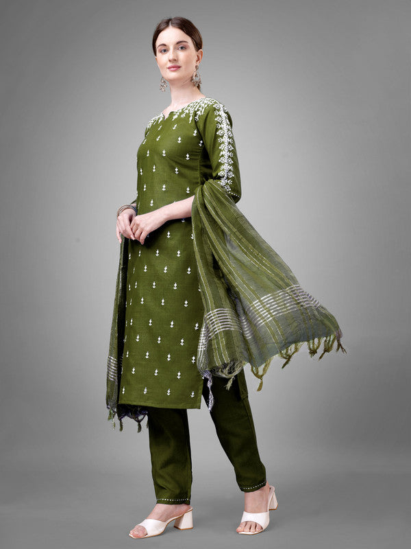 Green Women's Kurta Pant Dupatta Set - Hiral Fashion