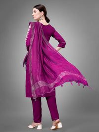 Thumbnail for Purple Women's Kurta Pant Dupatta Set - Hiral Fashion