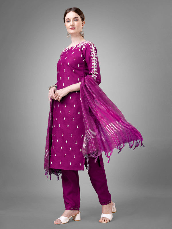 Purple Women's Kurta Pant Dupatta Set - Hiral Fashion