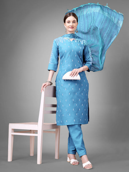 Blue Women's Kurta Pant Dupatta Set - Hiral Fashion