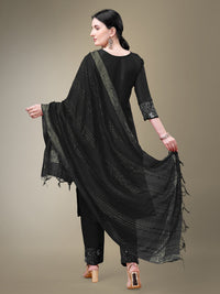 Thumbnail for Black Women's Kurta Pant Dupatta Set - Hiral Fashion