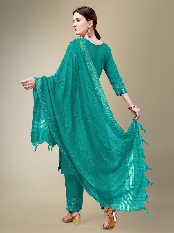Green Women's Kurta Pant Dupatta Set - Hiral Fashion